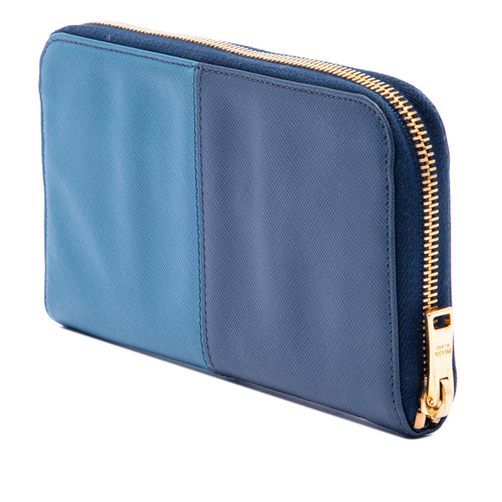 Prada Bicolor Saffiano Bow Zip Portefeuille long