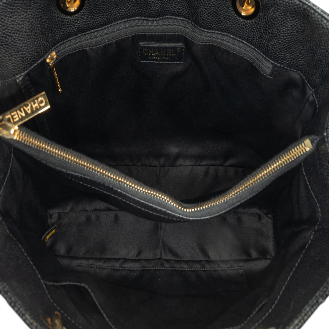 Caviar Grand Shopping Tote Black - Gaby Paris