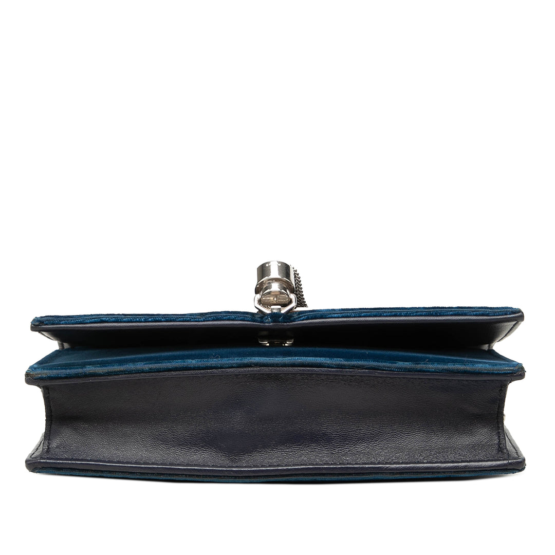 Saint Laurent Cristal Kate Pompon Wallet on Chain Bleu