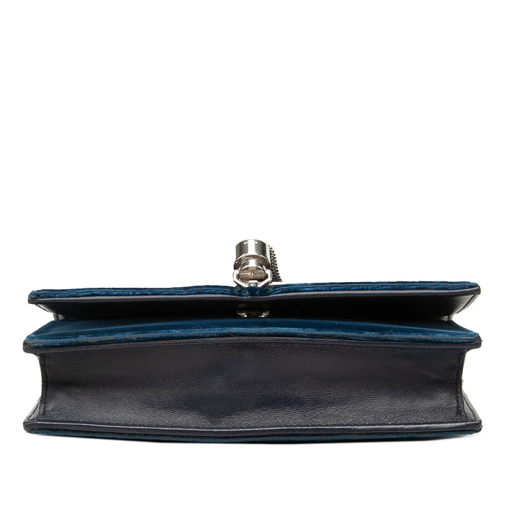 Saint Laurent Cristal Kate Pompon Wallet on Chain Bleu