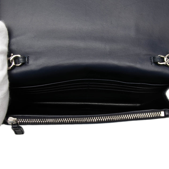 Saint Laurent Cristal Kate Pompon Wallet on Chain Bleu
