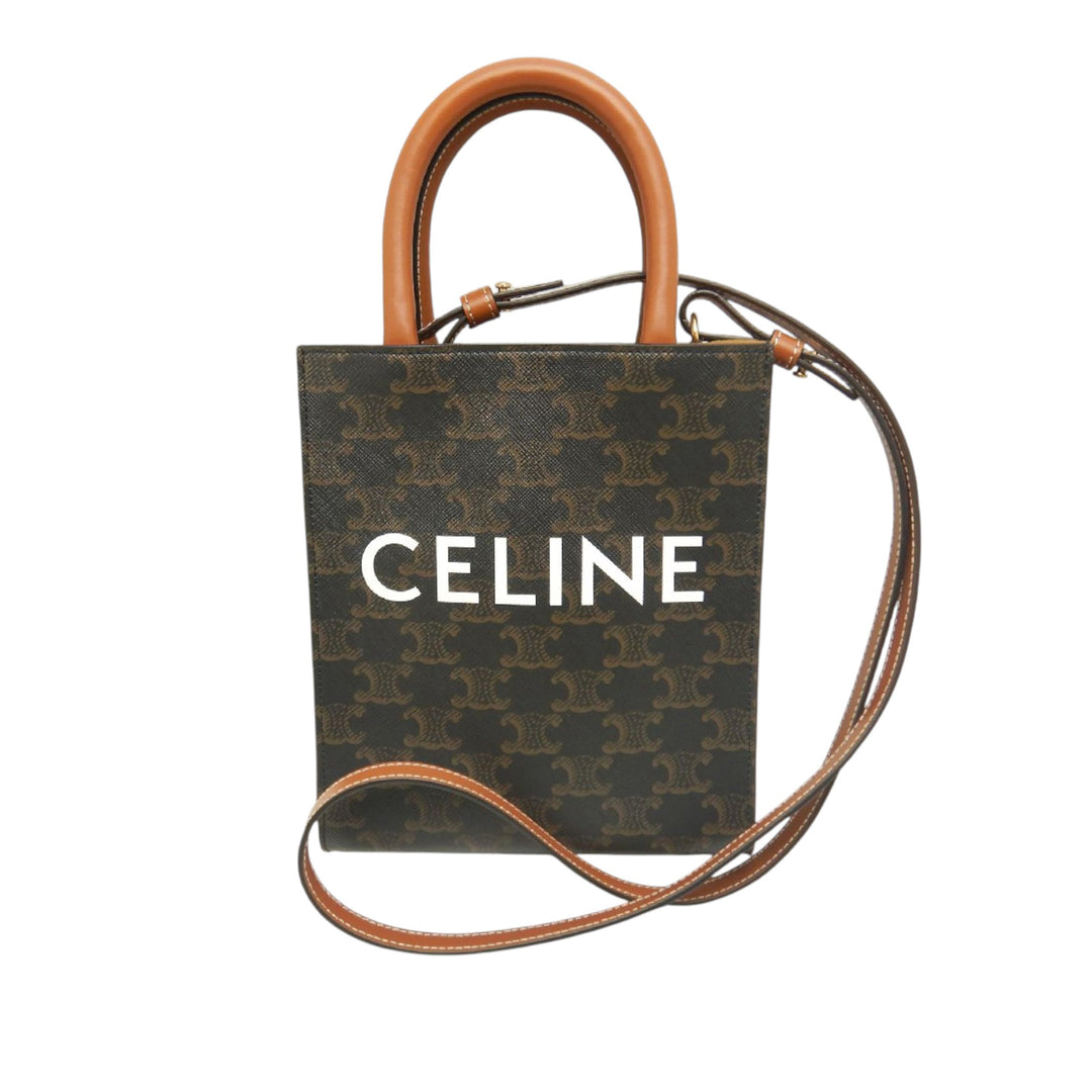 Celine Mini Triomphe Coated Toile Cabas vertical