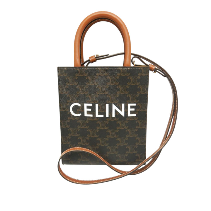Celine Mini Triomphe Coated Toile Cabas vertical