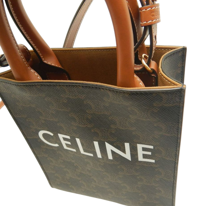 Celine Mini Triomphe Coated Toile Cabas vertical