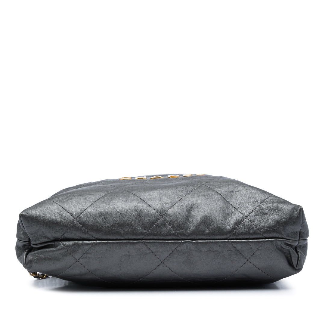 Chanel Matelassé brillant 22 Sac à dos Grand Cuir de veau Noir – vue 3 – GABY PARIS