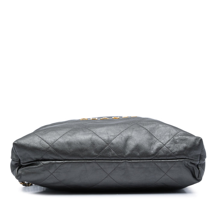 Chanel Matelassé brillant 22 Sac à dos Grand Cuir de veau Noir – vue 3 – GABY PARIS