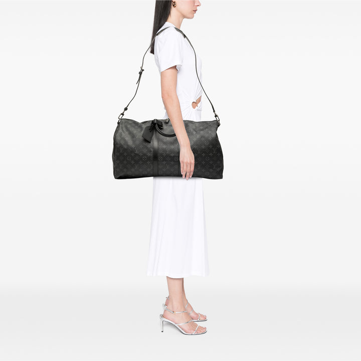 Louis Vuitton Monogram Eclipse Keepall Bandouliere 55 Noir – GABY PARIS Authentique