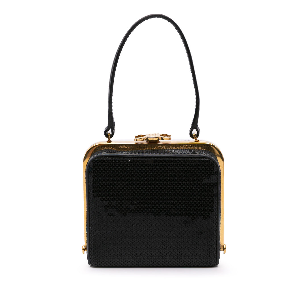 Leather Sequin Triomphe Minaudiere Black - Gaby Paris