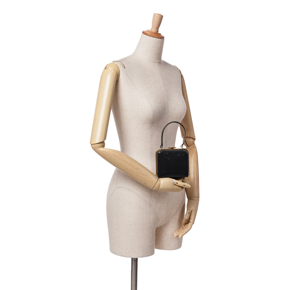 Leather Sequin Triomphe Minaudiere Black - Gaby Paris