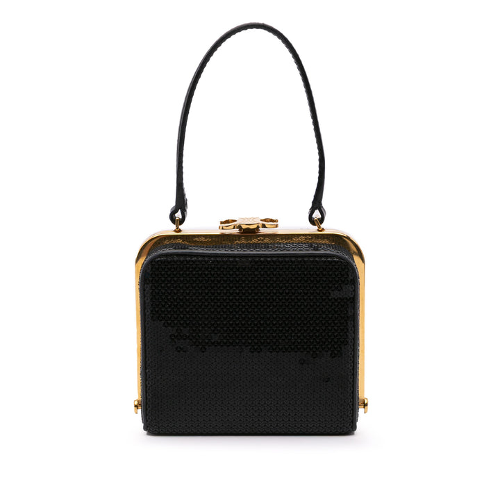 Leather Sequin Triomphe Minaudiere Black - Gaby Paris