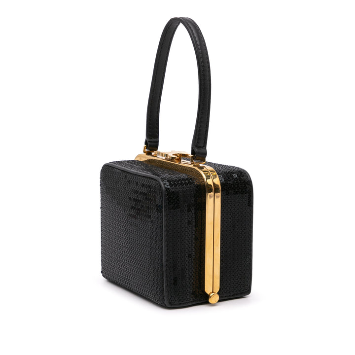 Leather Sequin Triomphe Minaudiere Black - Gaby Paris