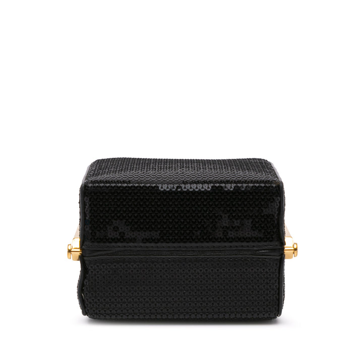 Leather Sequin Triomphe Minaudiere Black - Gaby Paris