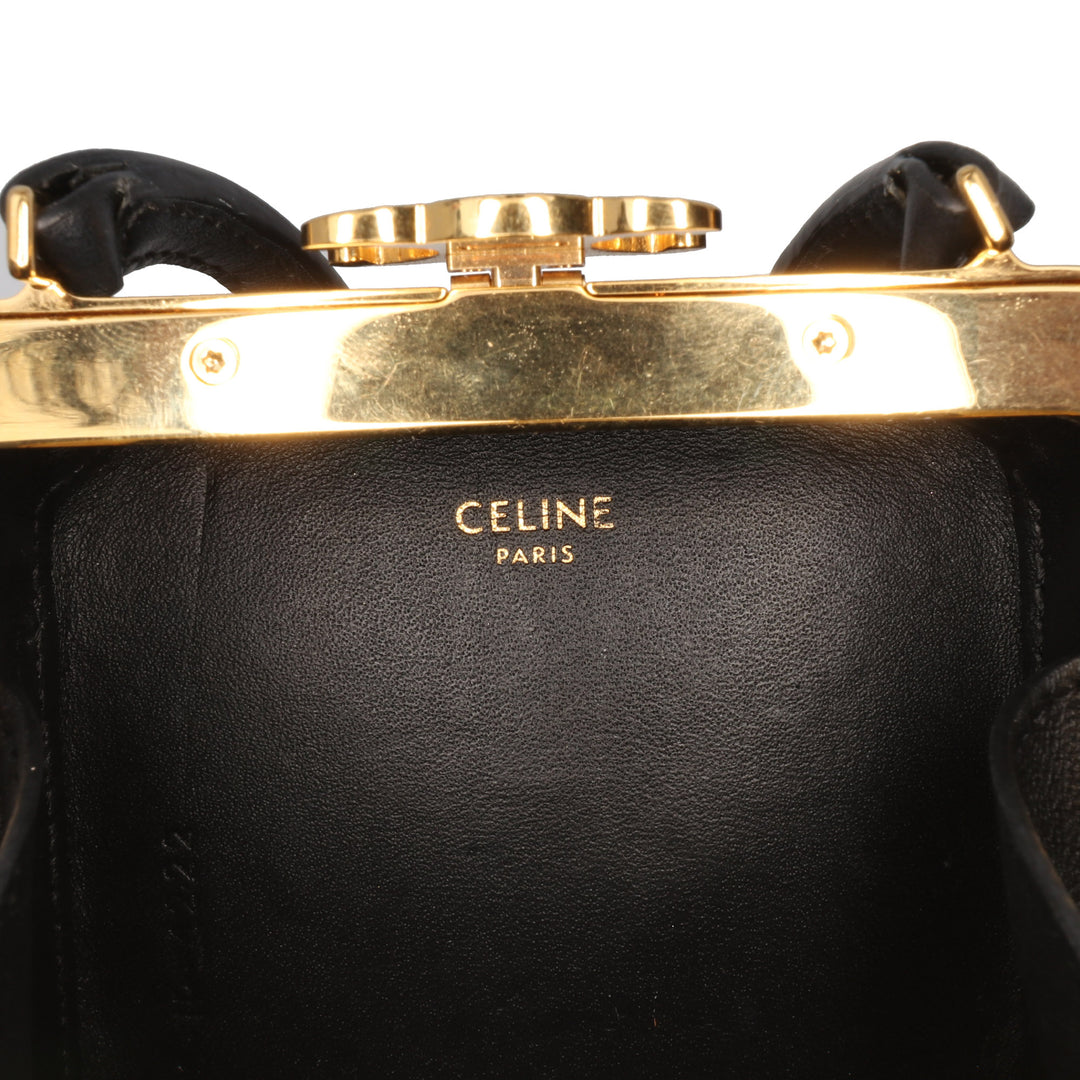 Leather Sequin Triomphe Minaudiere Black - Gaby Paris