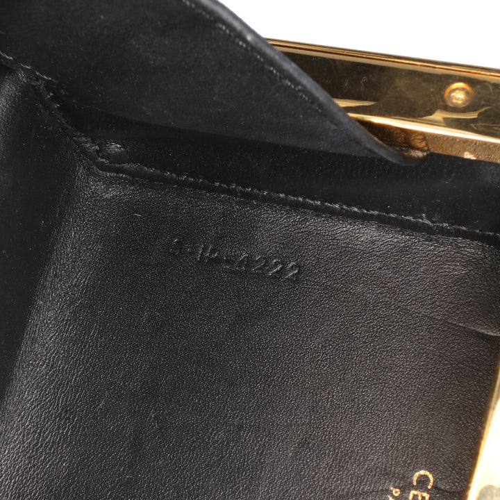 Leather Sequin Triomphe Minaudiere Black - Gaby Paris