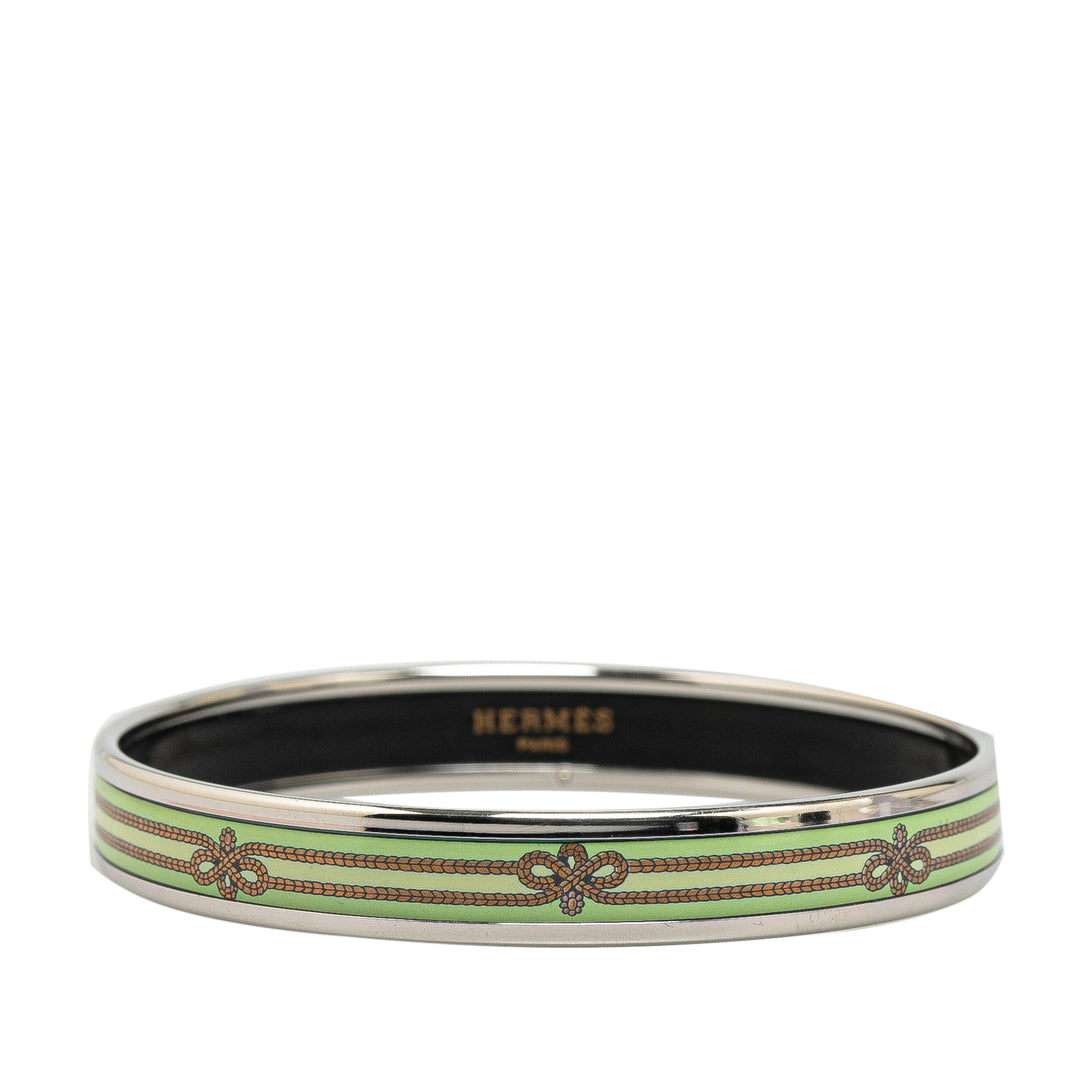 Narrow Printed Rope Enamel Bracelet 65 Green - Gaby Paris