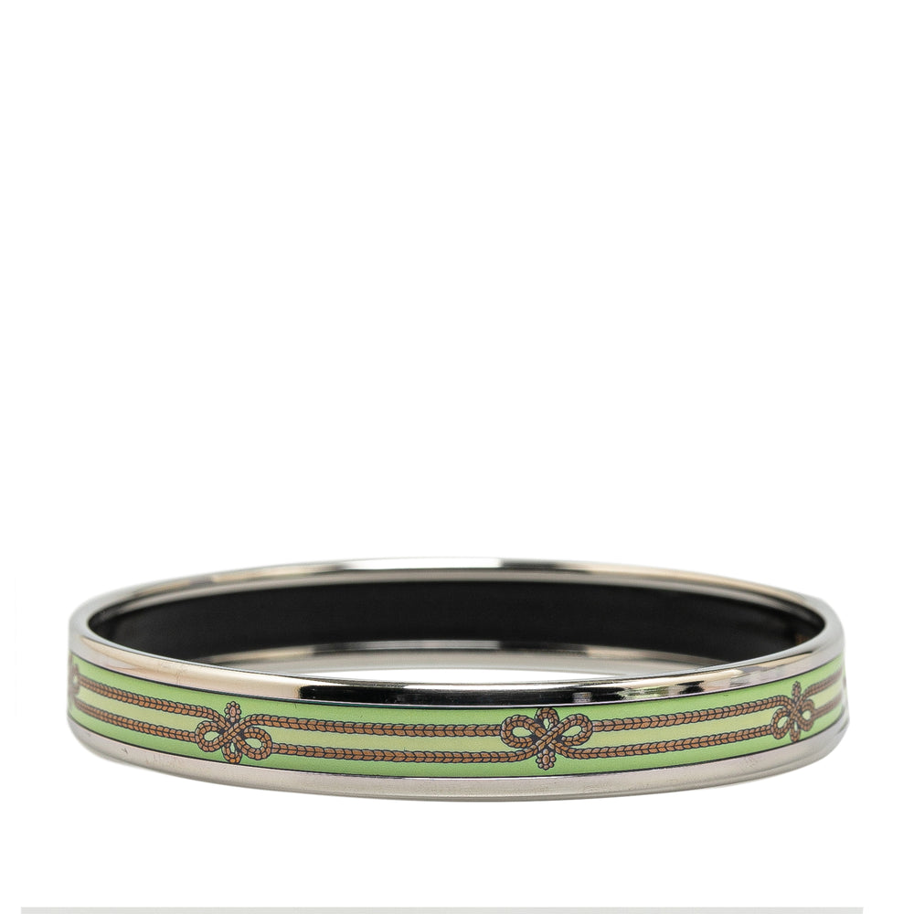 Narrow Printed Rope Enamel Bracelet 65 Green - Gaby Paris