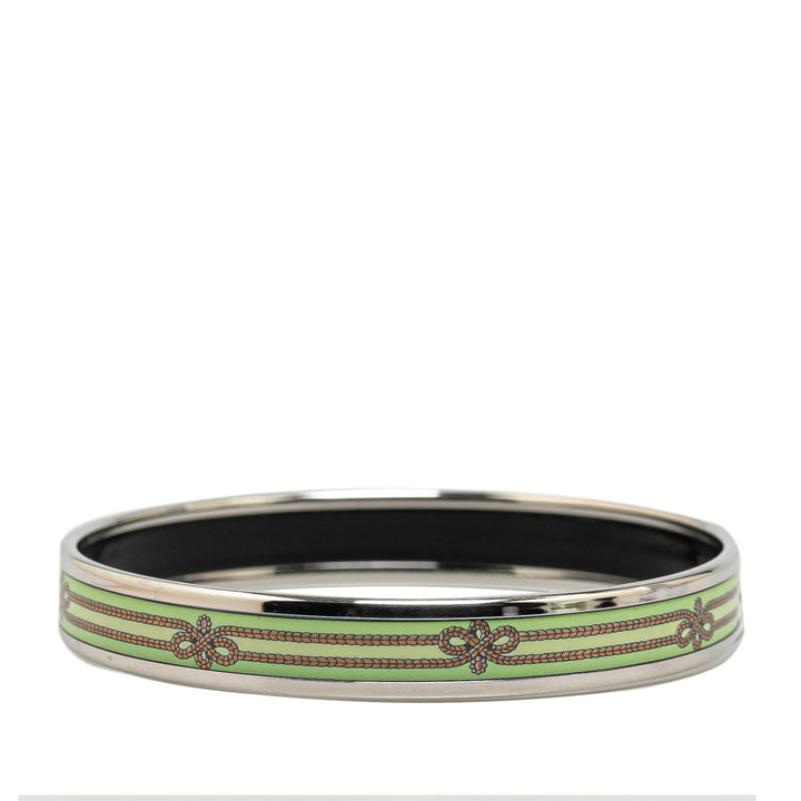 Narrow Printed Rope Enamel Bracelet 65 Green - Gaby Paris