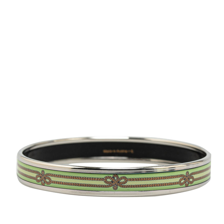 Narrow Printed Rope Enamel Bracelet 65 Green - Gaby Paris