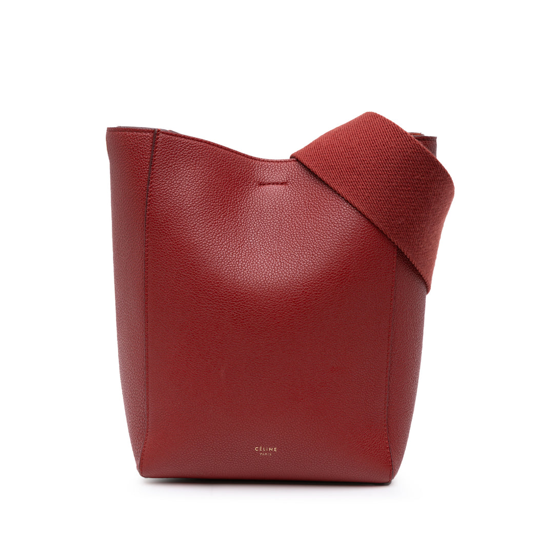 Celine Small Leather Seau Sangle Bucket Bag Rouge – GABY PARIS Authentique