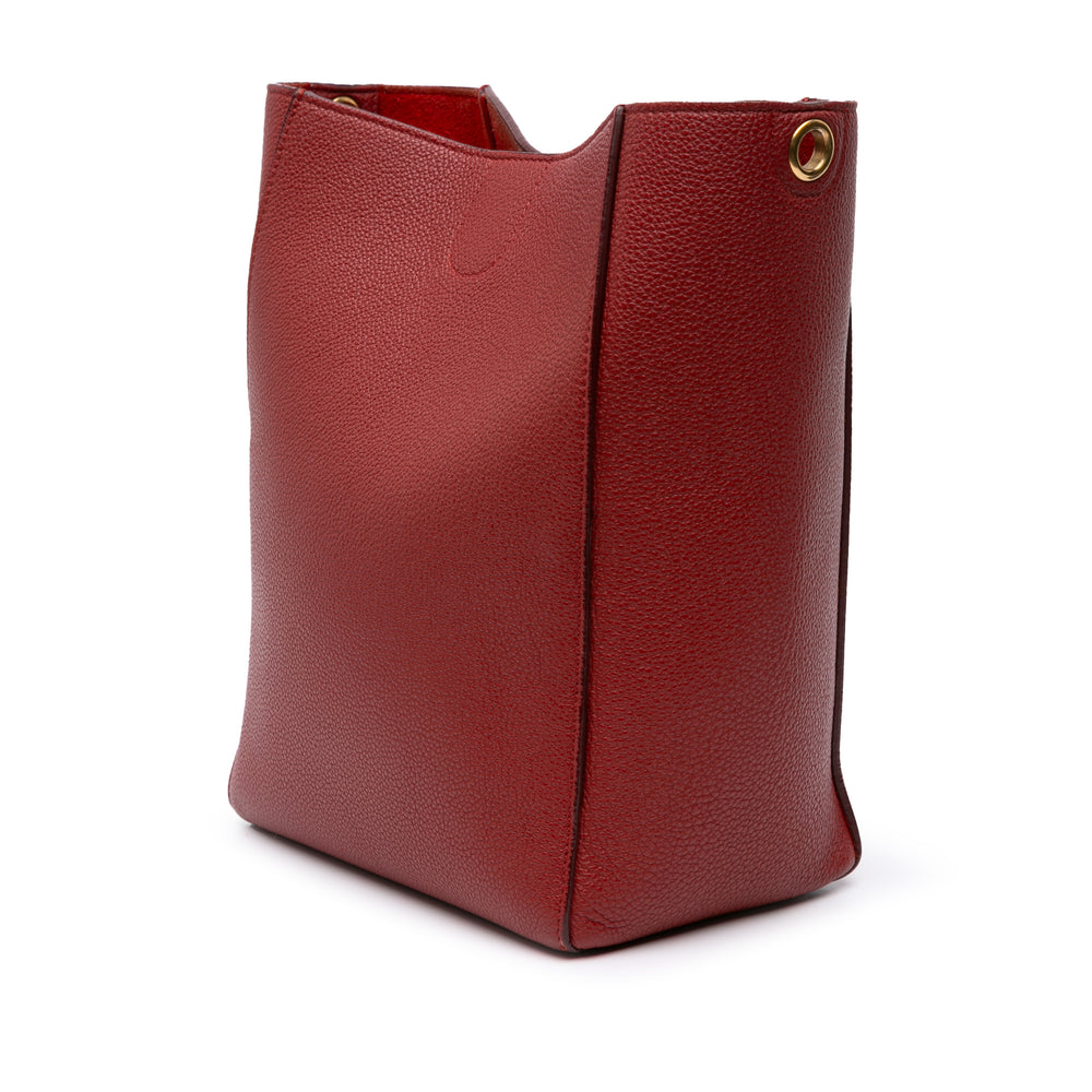 Celine Small Leather Seau Sangle Bucket Bag Rouge – GABY PARIS Authentique