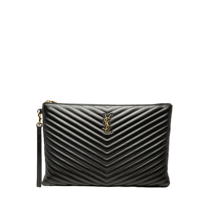 Chevron Cassandre Document Étui Cuir de veau Noir