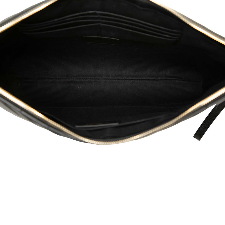 Chevron Cassandre Document Étui Cuir de veau Noir