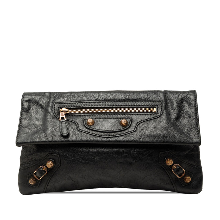 Balenciaga Motocross Giant 12 Enveloppe Pochette Cuir d'agneau Noir