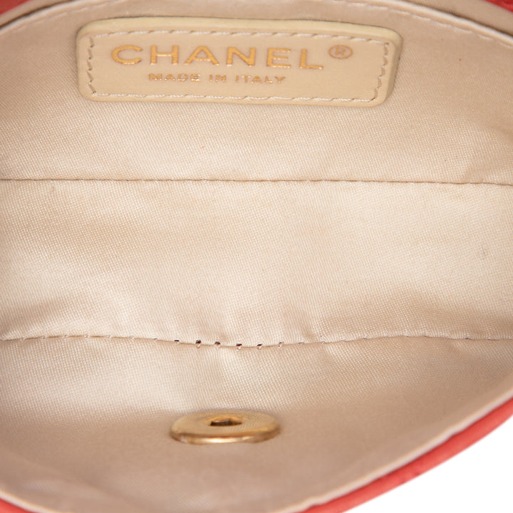 Chanel CC Matelassé Cruise Charms à rabat Extra Mini Cuir d'agneau Rouge – vue 4 – GABY PARIS