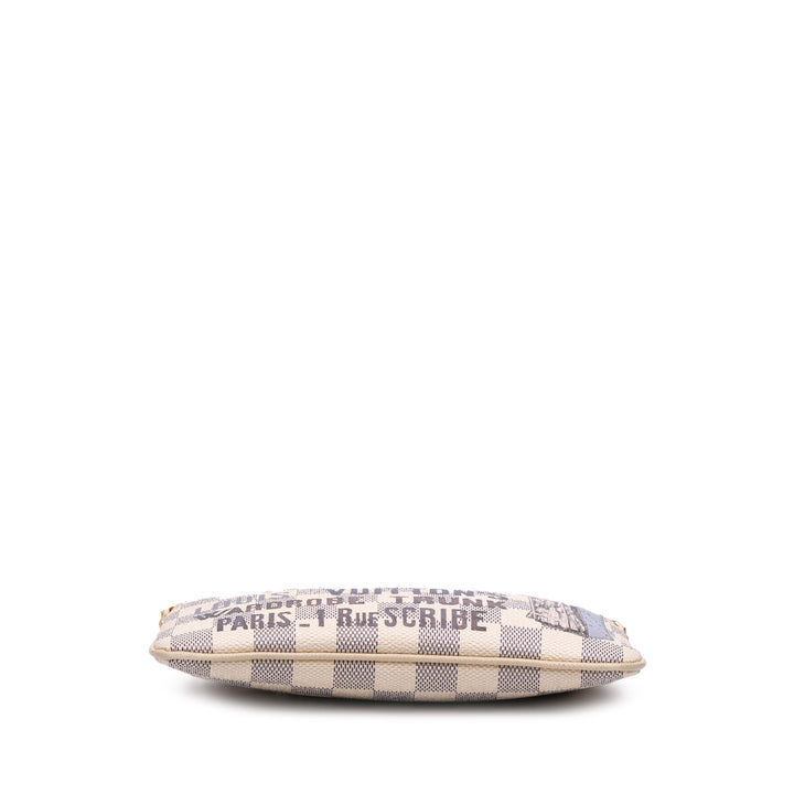 Damier Azur Trunks Labels Pochette Milla MM White - Gaby Paris
