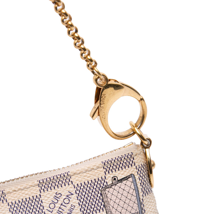 Damier Azur Trunks Labels Pochette Milla MM White - Gaby Paris