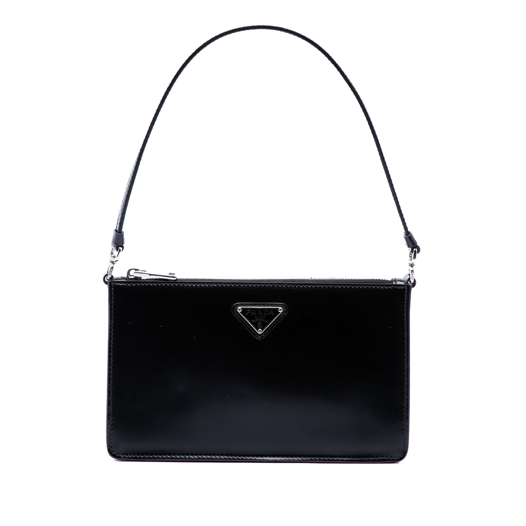 Prada Sac porté épaule Spazzolato Mini Noir – vue principale – GABY PARIS