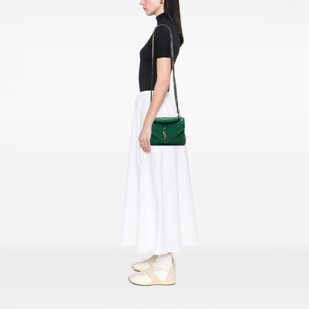 Saint Laurent Medium Matelassé Chevron Sheepskin College Sac cartable