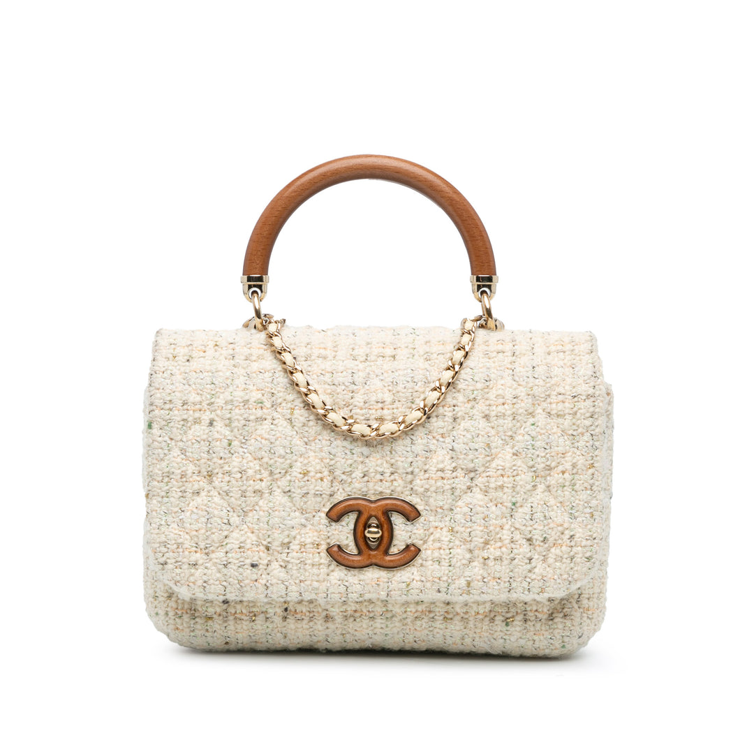 Tweed Knock on Wood Satchel White - Gaby Paris