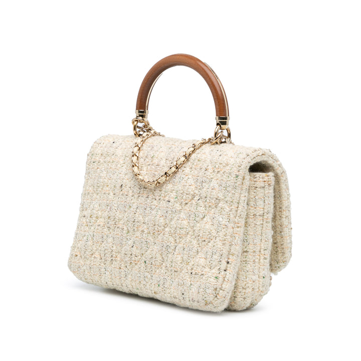 Tweed Knock on Wood Satchel White - Gaby Paris