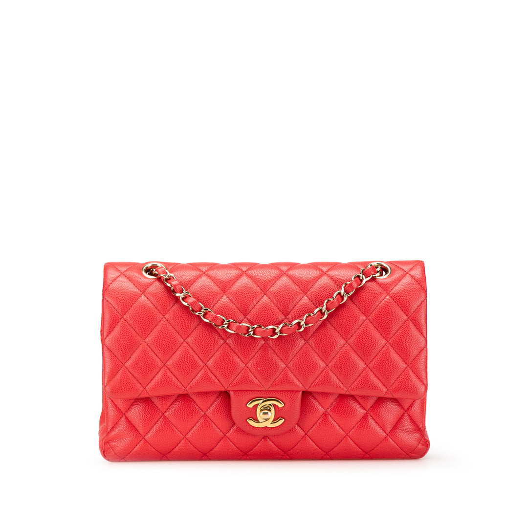Medium Classic Caviar Double Flap Red - Gaby Paris