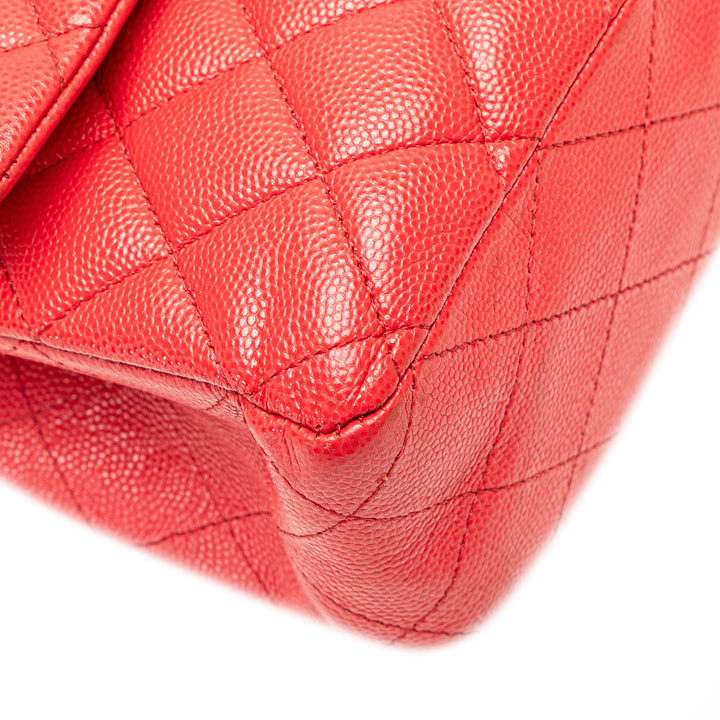 Medium Classic Caviar Double Flap Red - Gaby Paris
