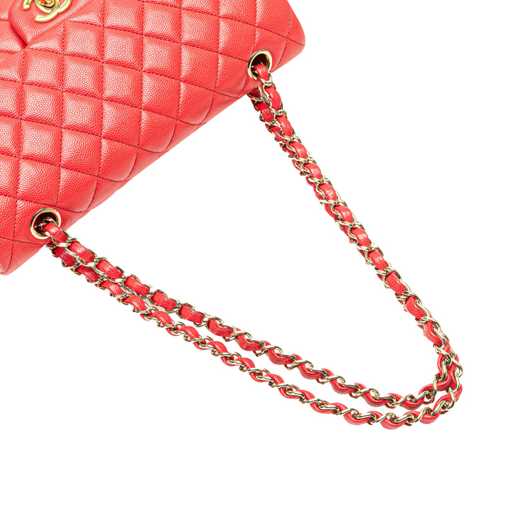 Medium Classic Caviar Double Flap Red - Gaby Paris