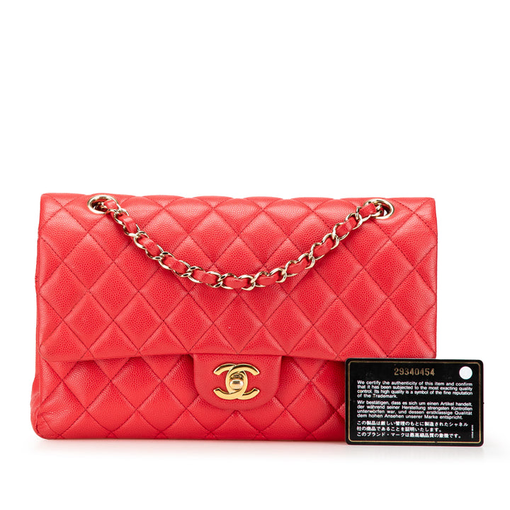 Medium Classic Caviar Double Flap Red - Gaby Paris