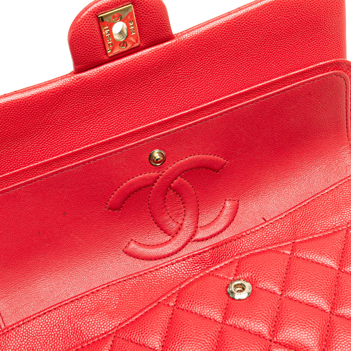Medium Classic Caviar Double Flap Red - Gaby Paris