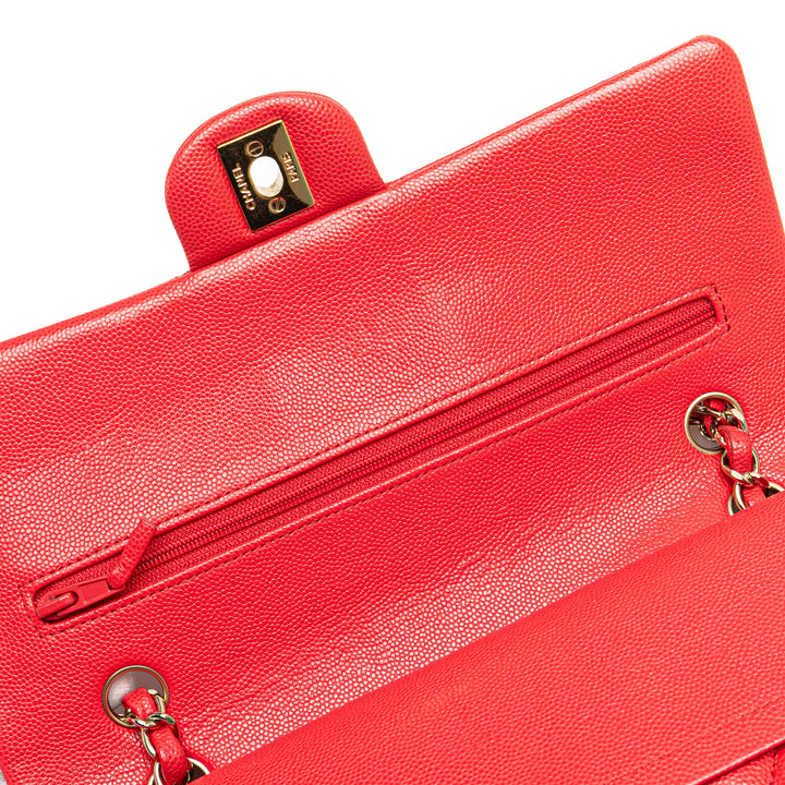 Medium Classic Caviar Double Flap Red - Gaby Paris