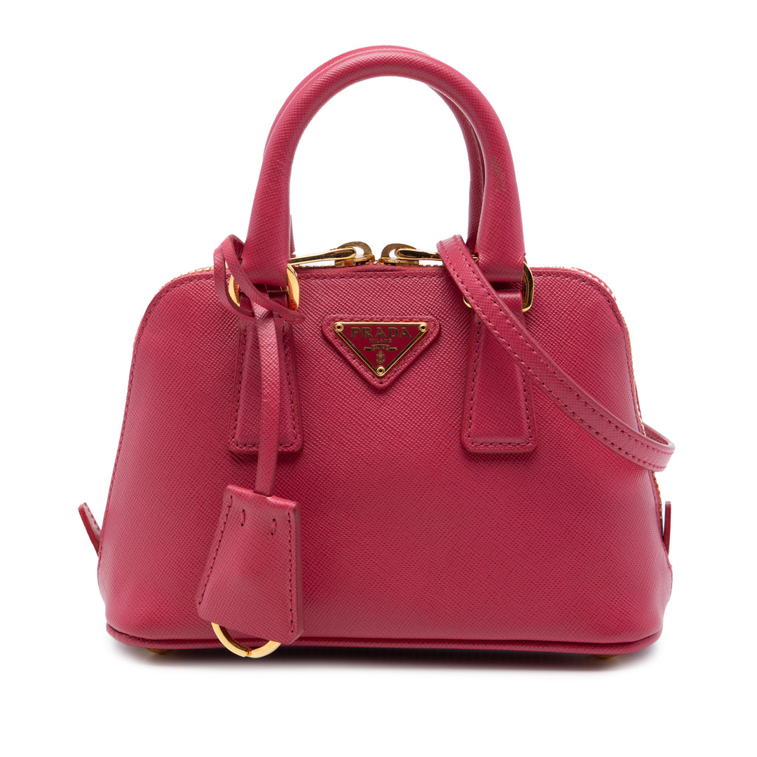 Prada Sac à main Lux Promenade Saffiano Mini Rose – vue principale – GABY PARIS