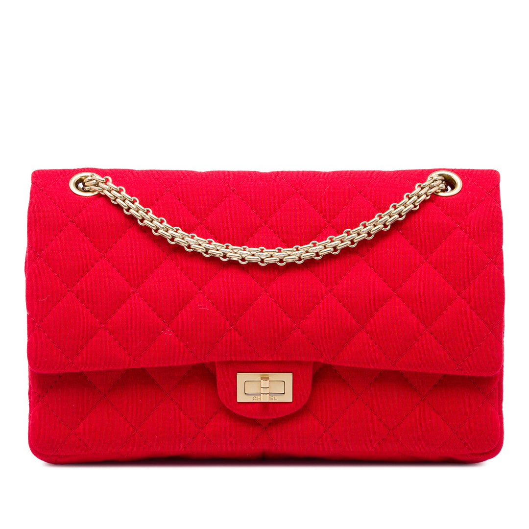 Chanel Sac porté épaule Matelassé Jersey Reissue 2.55 Double rabat 226 Rouge – vue principale – GABY PARIS