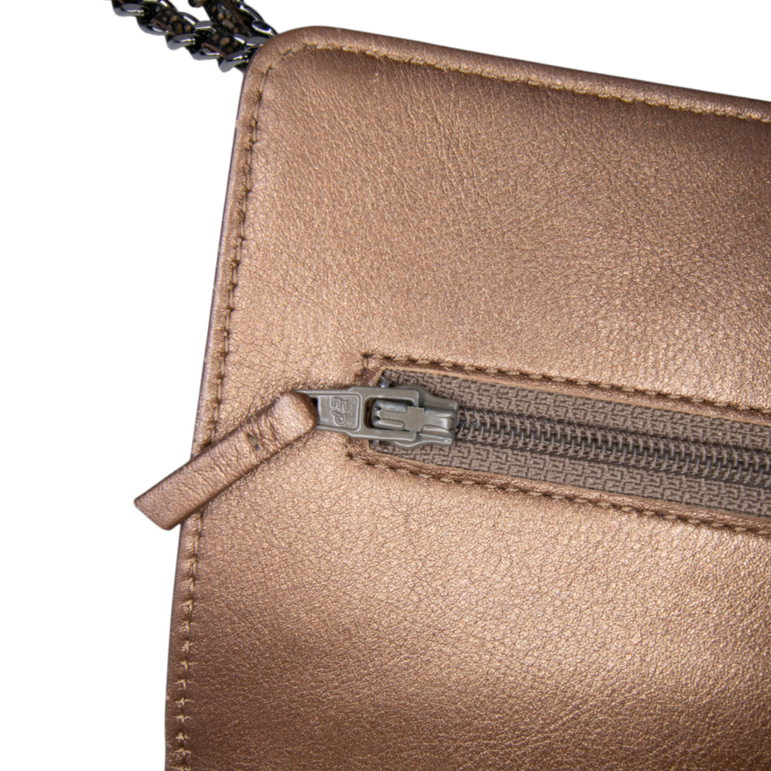 CC Metallic Caviar Wallet On Chain Brown - Gaby Paris