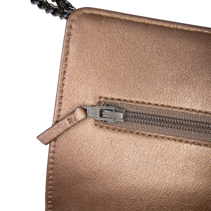 CC Metallic Caviar Wallet On Chain Brown - Gaby Paris