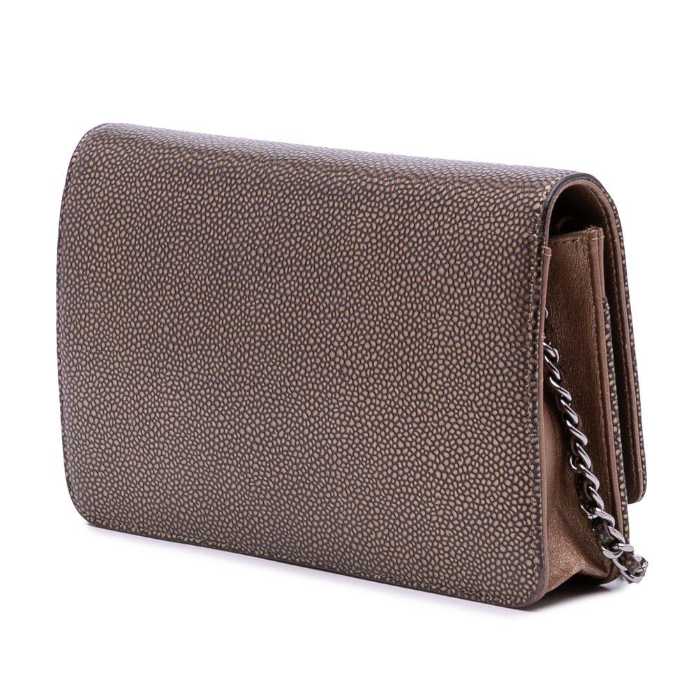 CC Metallic Caviar Wallet On Chain Brown - Gaby Paris