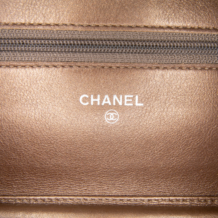 CC Metallic Caviar Wallet On Chain Brown - Gaby Paris