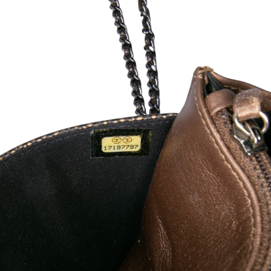 CC Metallic Caviar Wallet On Chain Brown - Gaby Paris
