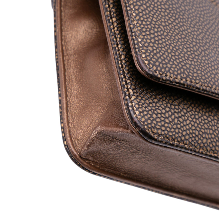 CC Metallic Caviar Wallet On Chain Brown - Gaby Paris