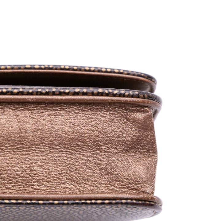 CC Metallic Caviar Wallet On Chain Brown - Gaby Paris