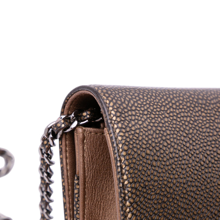 CC Metallic Caviar Wallet On Chain Brown - Gaby Paris
